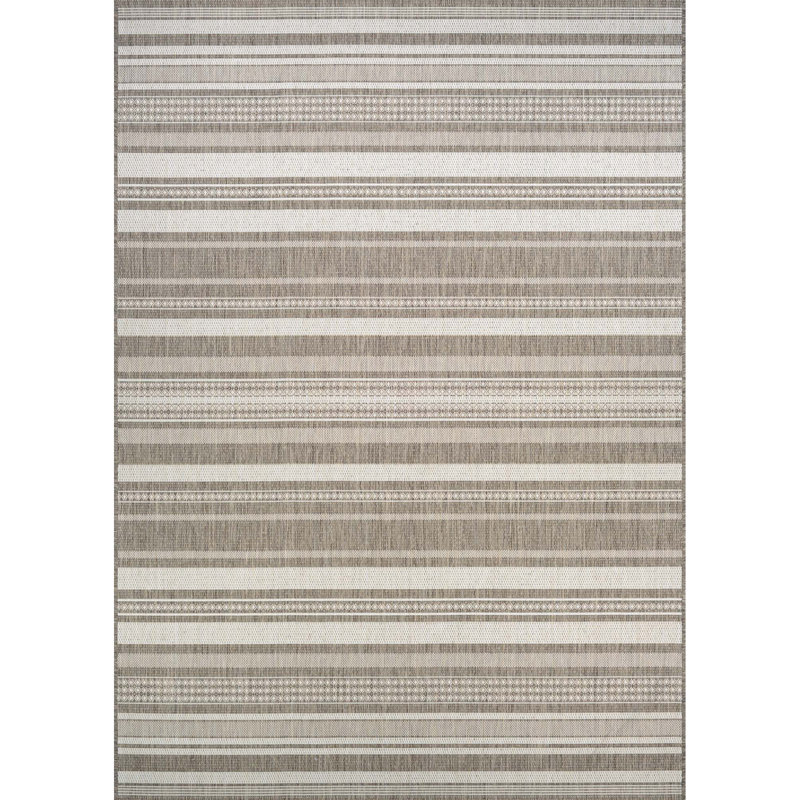 Beachcrest Home Anguila Stripe Gray/Beige Indoor/Outdoor Area Rug